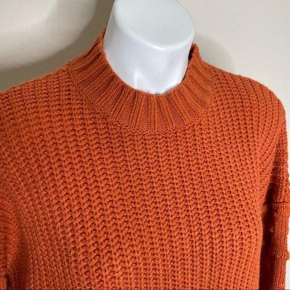 Balloon sleeve acrylic sweater in orange, XL - Picture 4 of 6